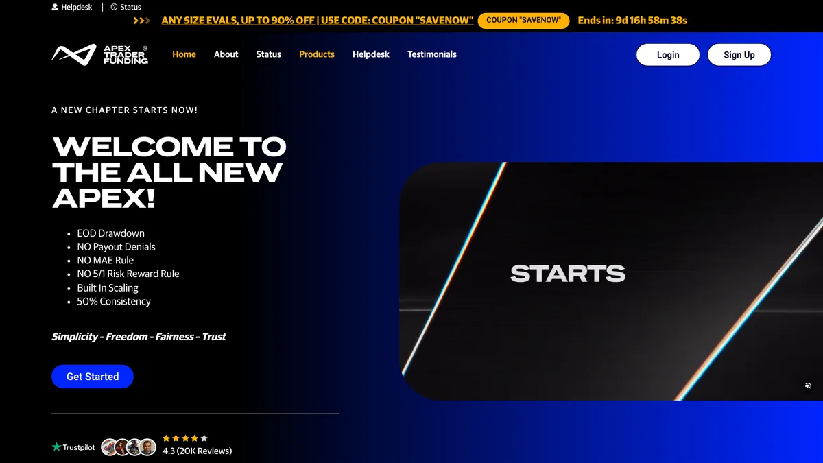 Apex Trader Funding homepage