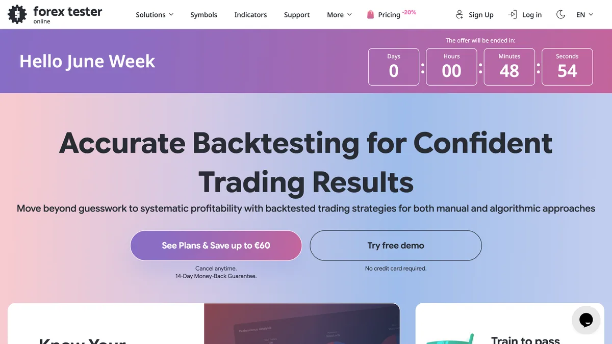 Forex Tester homepage