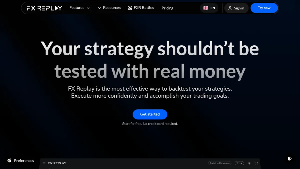FX Replay homepage