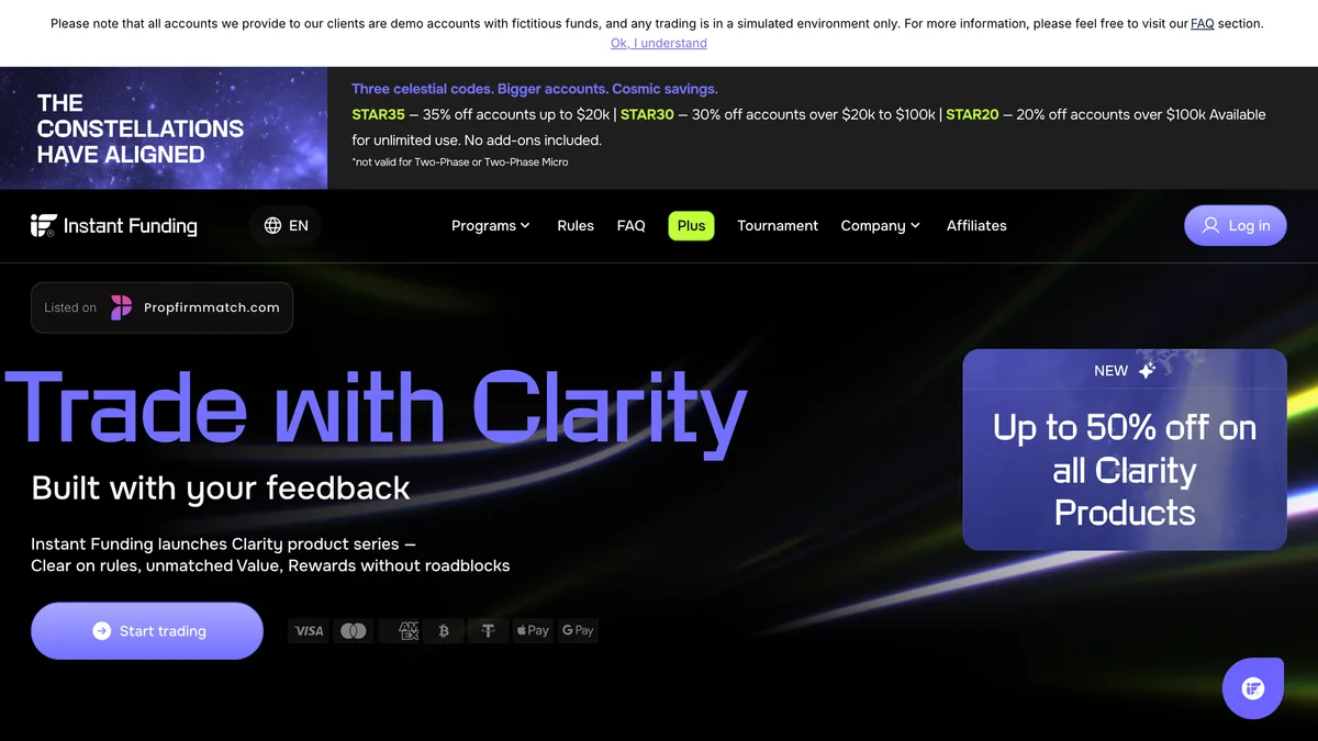 Instant Funding homepage
